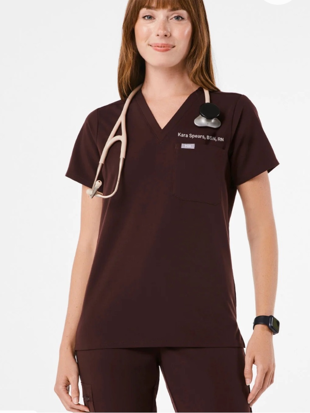 Figs Catarina V-neck Scrub Top (Espresso)